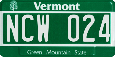VT license plate NCW024