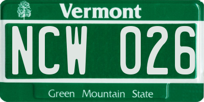 VT license plate NCW026