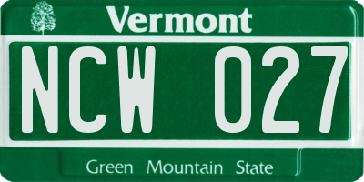VT license plate NCW027