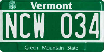 VT license plate NCW034