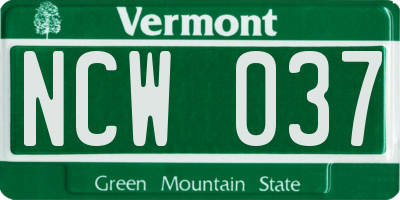 VT license plate NCW037