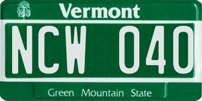 VT license plate NCW040
