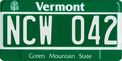VT license plate NCW042