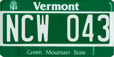 VT license plate NCW043