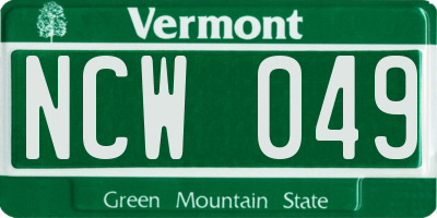 VT license plate NCW049