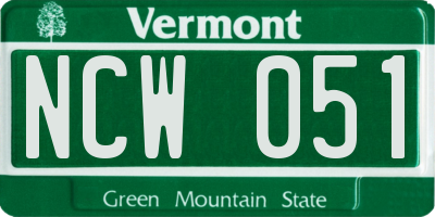 VT license plate NCW051