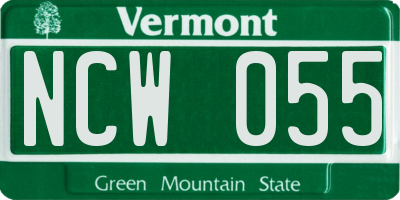 VT license plate NCW055
