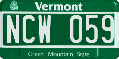 VT license plate NCW059