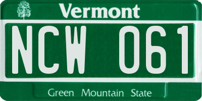 VT license plate NCW061