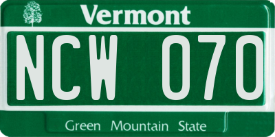 VT license plate NCW070