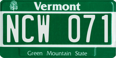 VT license plate NCW071
