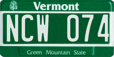 VT license plate NCW074