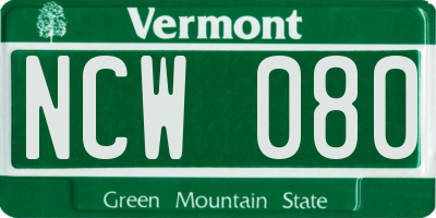 VT license plate NCW080