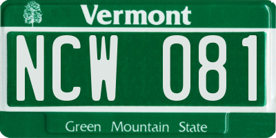 VT license plate NCW081