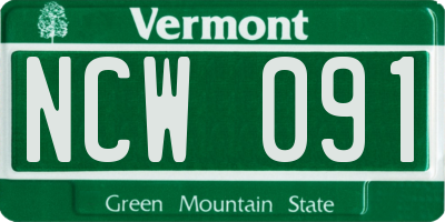 VT license plate NCW091