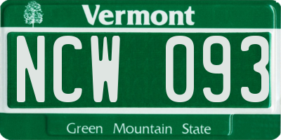 VT license plate NCW093