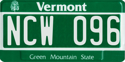 VT license plate NCW096