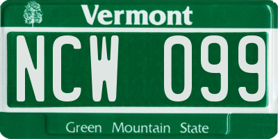 VT license plate NCW099