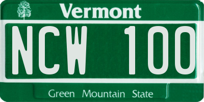 VT license plate NCW100
