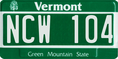 VT license plate NCW104