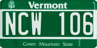 VT license plate NCW106