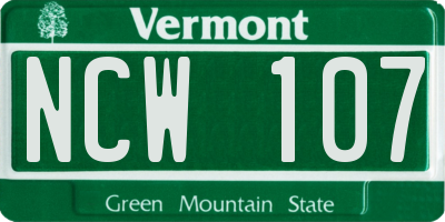 VT license plate NCW107