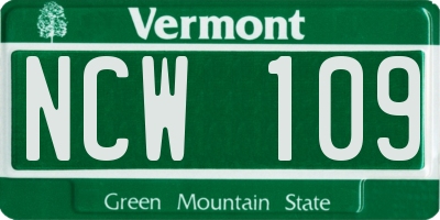 VT license plate NCW109