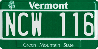 VT license plate NCW116