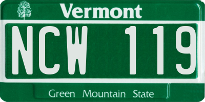 VT license plate NCW119