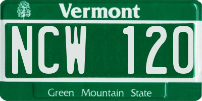 VT license plate NCW120