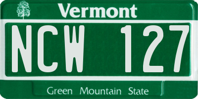 VT license plate NCW127