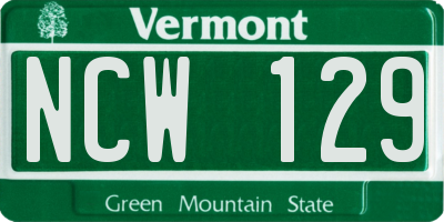 VT license plate NCW129