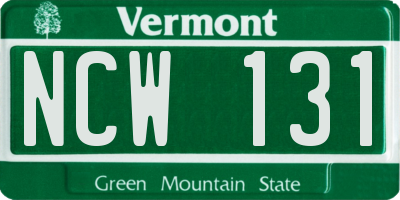 VT license plate NCW131
