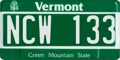 VT license plate NCW133
