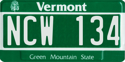 VT license plate NCW134