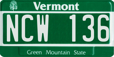 VT license plate NCW136