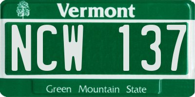 VT license plate NCW137