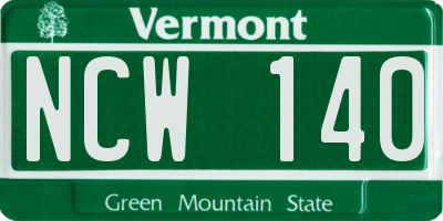 VT license plate NCW140