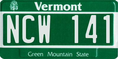 VT license plate NCW141