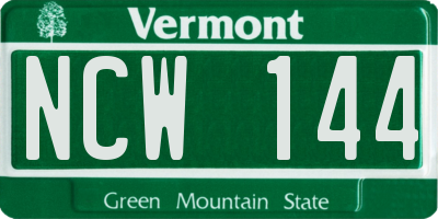 VT license plate NCW144