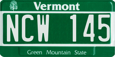 VT license plate NCW145