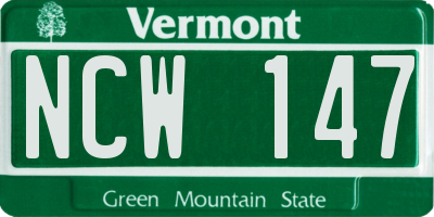 VT license plate NCW147