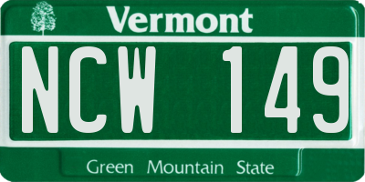 VT license plate NCW149