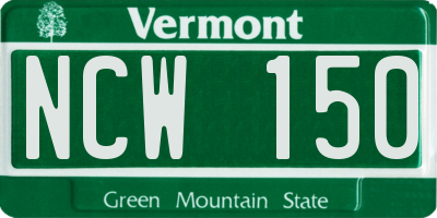 VT license plate NCW150