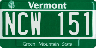 VT license plate NCW151