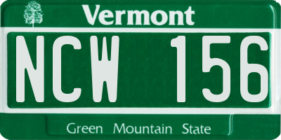 VT license plate NCW156