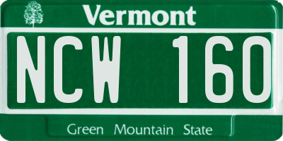 VT license plate NCW160