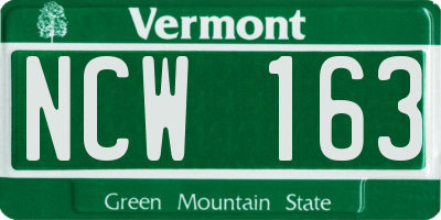 VT license plate NCW163