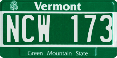 VT license plate NCW173