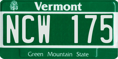 VT license plate NCW175